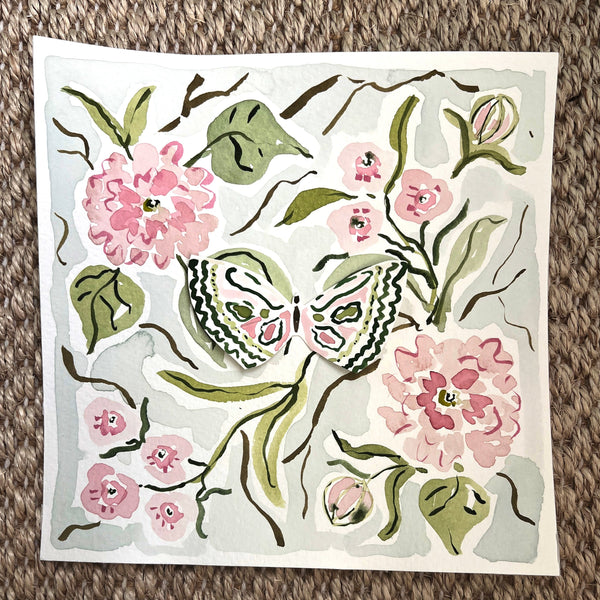 Wings of Love, Original 8x8 Watercolor