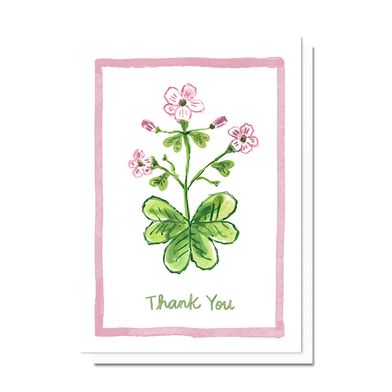 Floral Greens Card Set . Watercolor Leaves Shamrock Clover Flowers . Note  Cards Notecards . Botanical . Blank Cards . Folded Stationery Set 