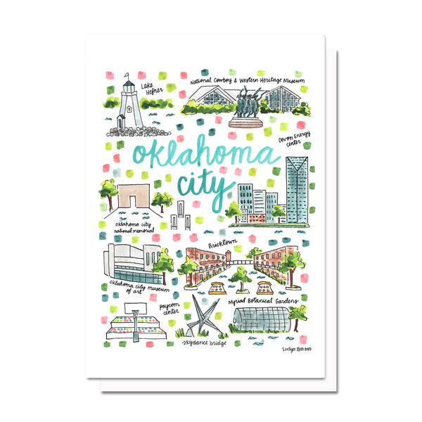 Oklahoma City, OK Map Card