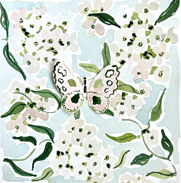 Wings of Patience, Original 8x8 Watercolor