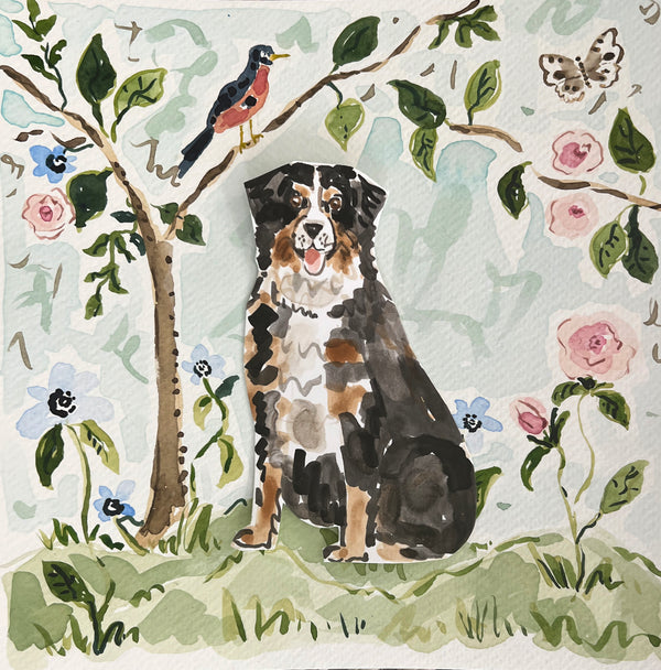 Dog Days of Summer, Original 8x8 Watercolor