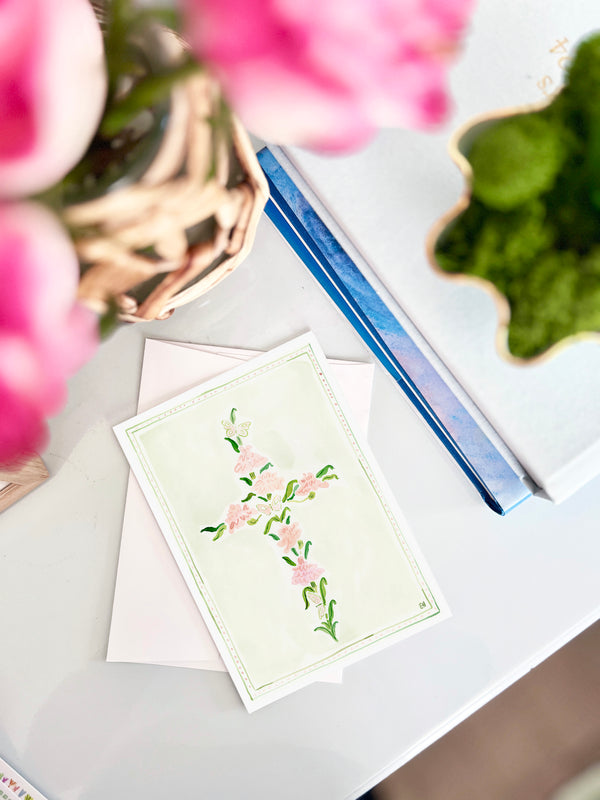 Peony Cross Card