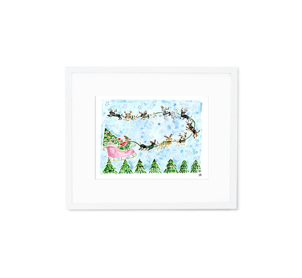 The "Santa Paws on his Sleigh" Fine Art Print