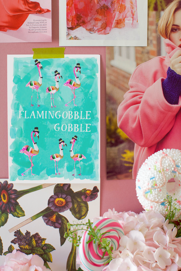 Flamingo-gobble, gobble Thanksgiving Card