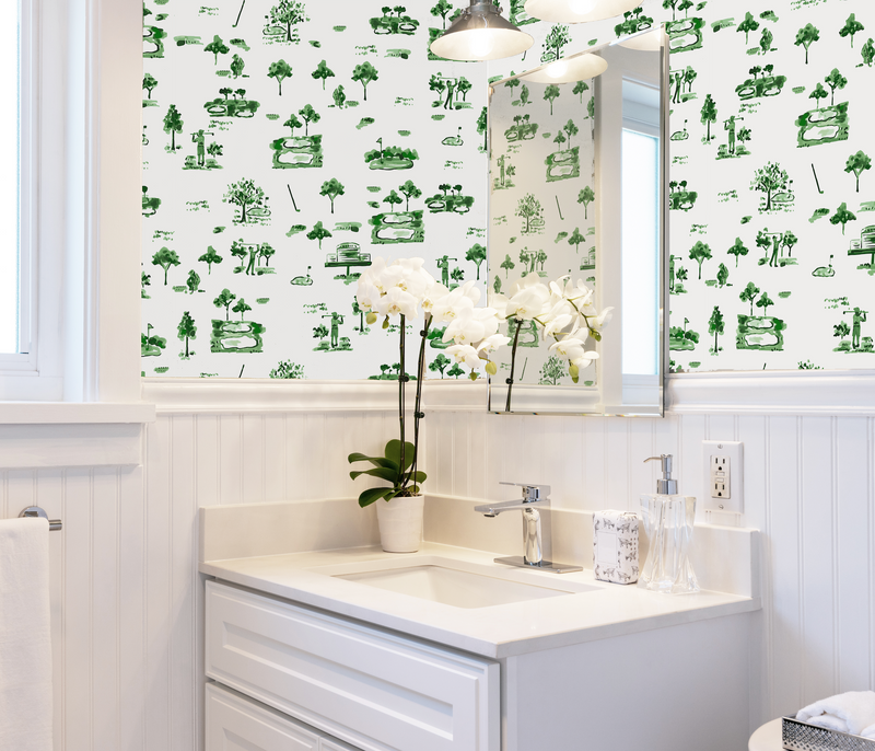 Kyger Golf Toile Wallpaper - Green