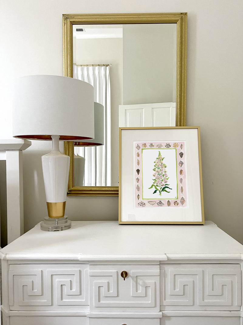 The "Seashell Charms" Watercolor Fine Art Print, Flower Charm Series