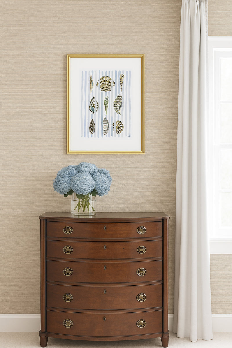 The "Seashell Stripes No. 2" Watercolor Fine Art Print