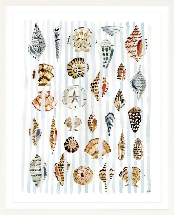 The "Shells and Stripes" Watercolor Fine Art Print