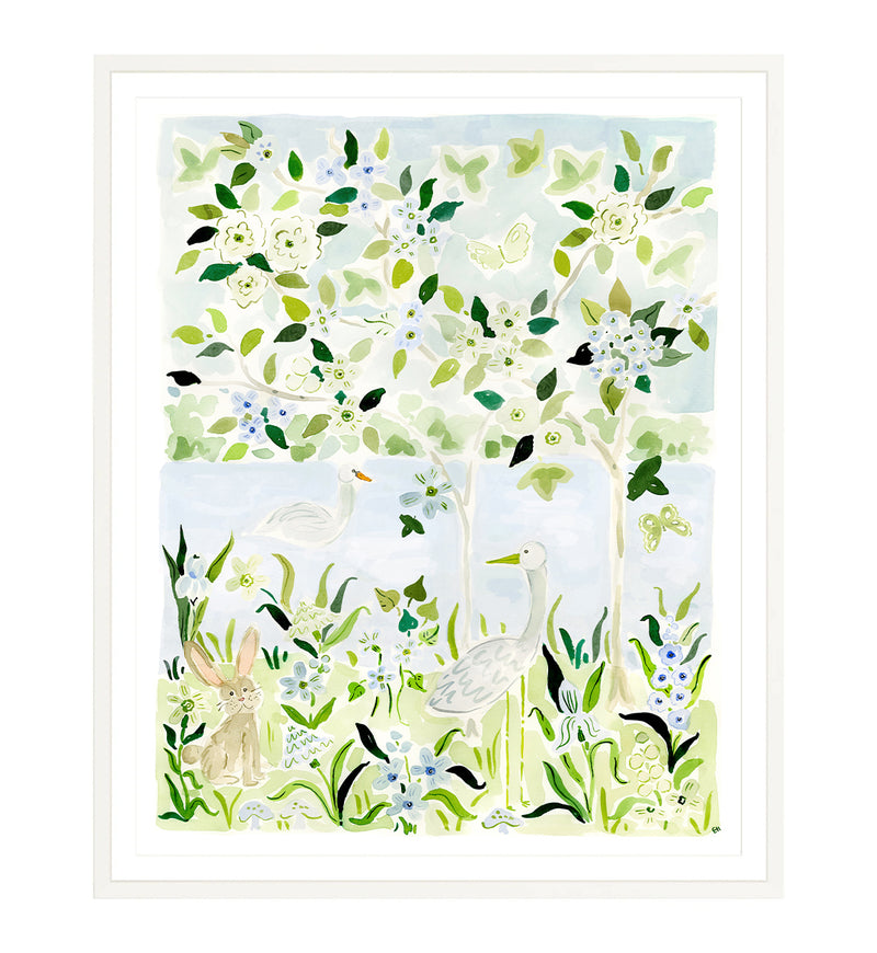 The "Swan Lakes No. 1" Chinoiserie Fine Art Print