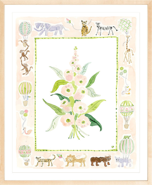The "Menagerie Charms" Watercolor Fine Art Print, Flower Charm Series