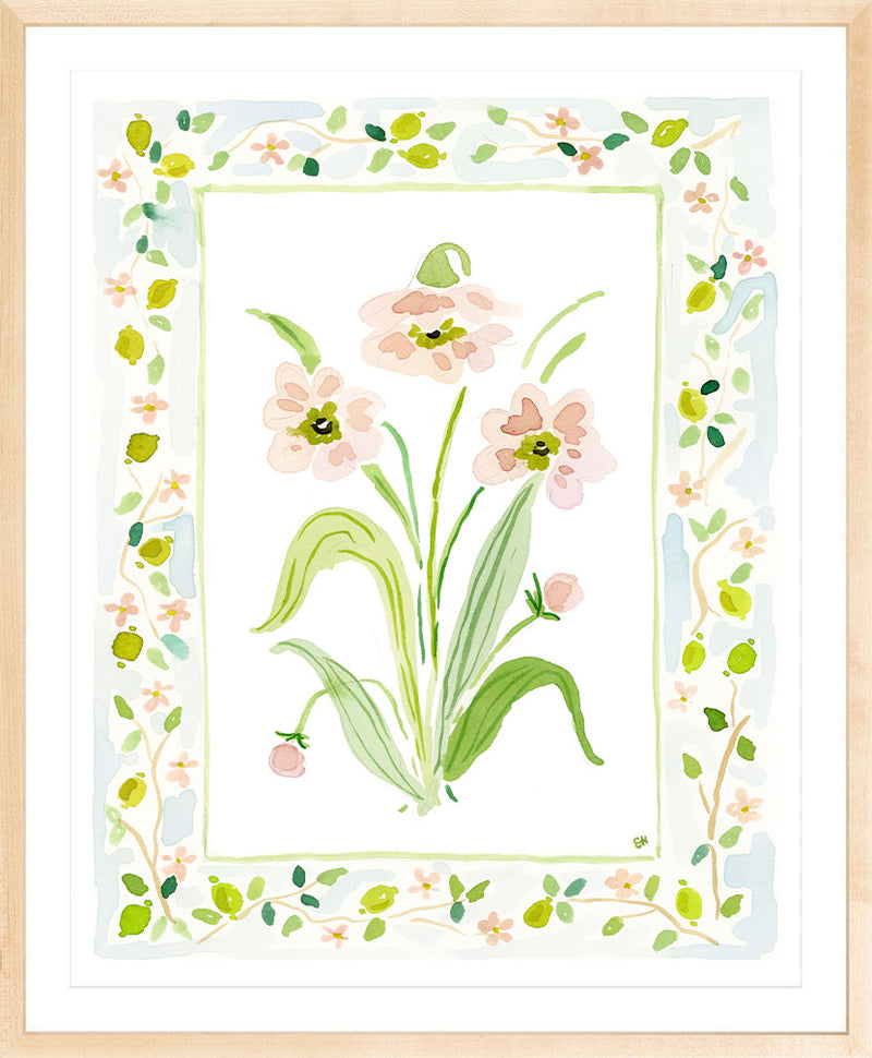 The "Lemon Charms" Watercolor Fine Art Print, Flower Charm Series