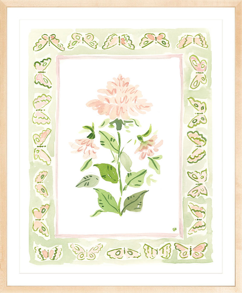 The "Pink Peony Charms" Watercolor Fine Art Print, Flower Charm Series
