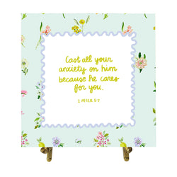 1 Peter 5:7 Watercolor Verse Card
