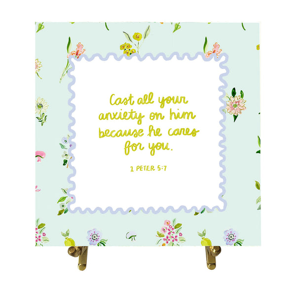 1 Peter 5:7 Watercolor Verse Card