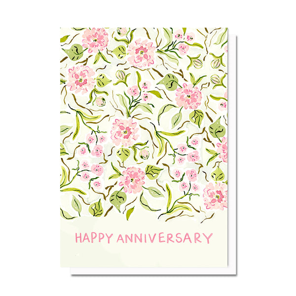 Pink Anniversary Florals Card