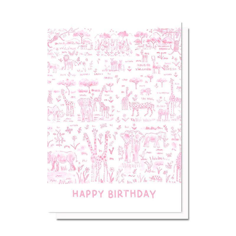 Happy Birthday Card, Safari Print (Two Colors Available