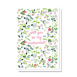 Bridesmaids Ask Cards,Champagne & Flower Print