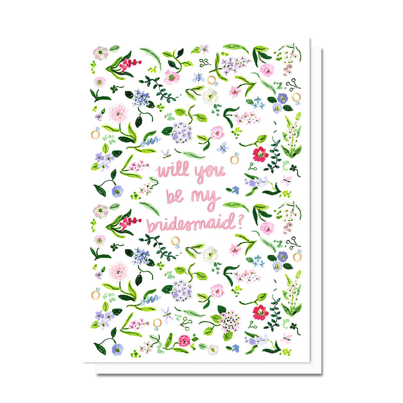 Bridesmaids Ask Cards,Champagne & Flower Print