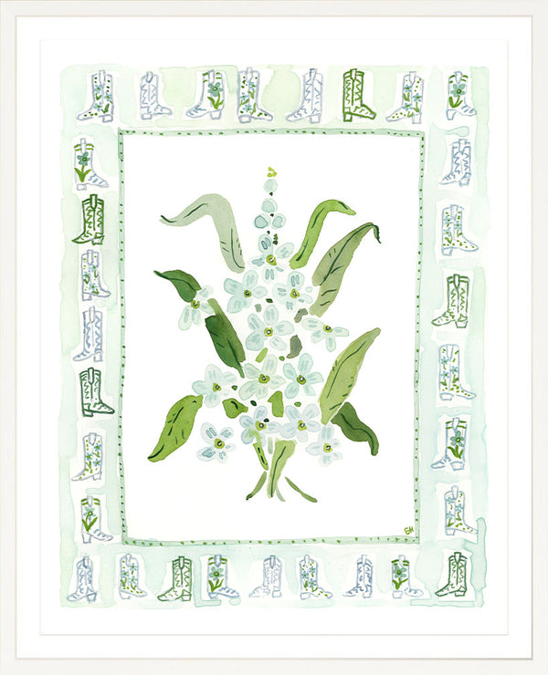 The "Boots Charms" Watercolor Fine Art Print, Flower Charm Series