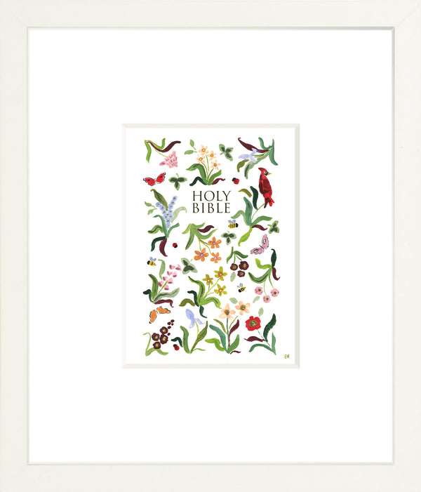 "Cardinal in the Flowers Bible" Fine Art Print