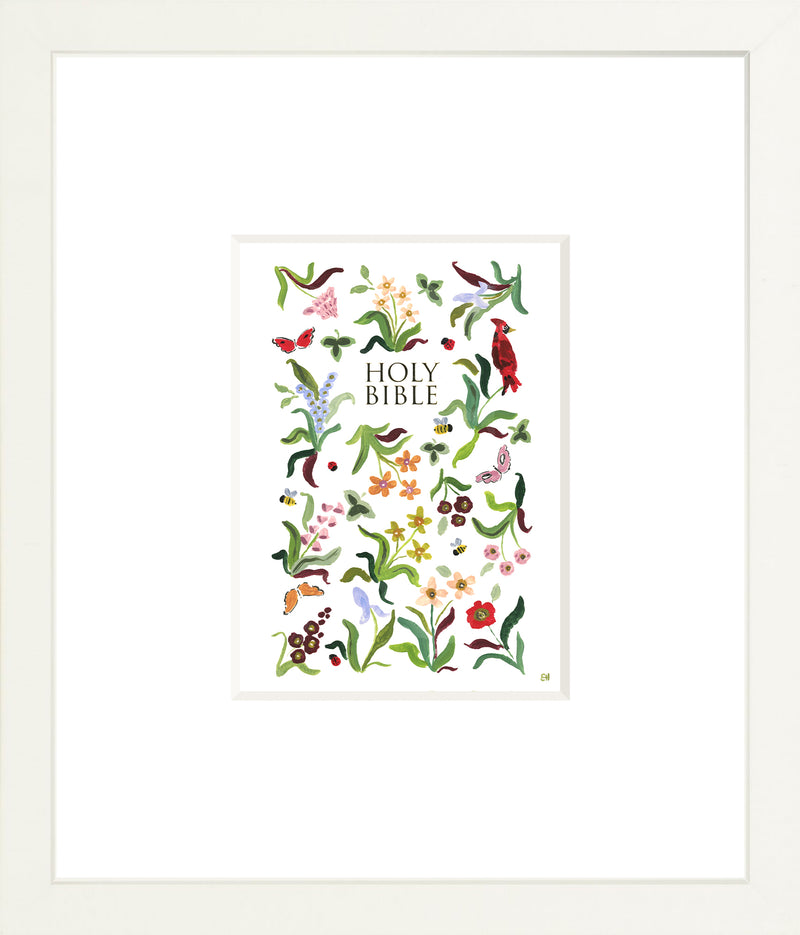 "Cardinal in the Flowers Bible" Fine Art Print