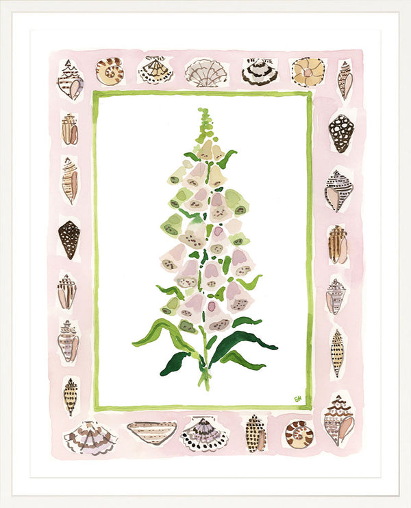 The "Seashell Charms" Watercolor Fine Art Print, Flower Charm Series