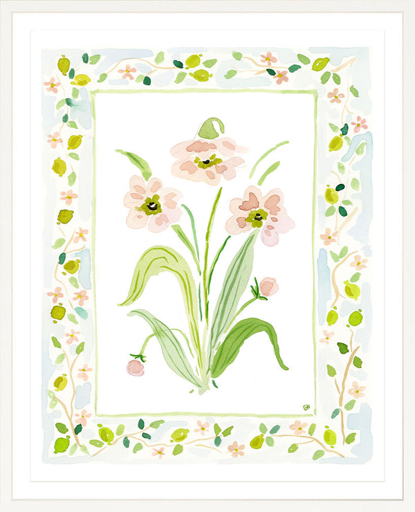 The "Lemon Charms" Watercolor Fine Art Print, Flower Charm Series