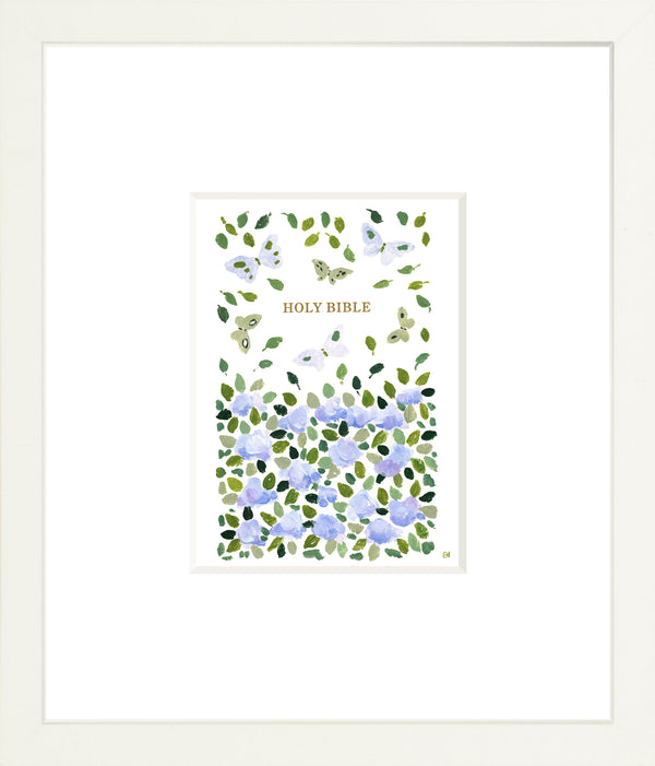 "Butterfly Hydrangeas Bible" Fine Art Print