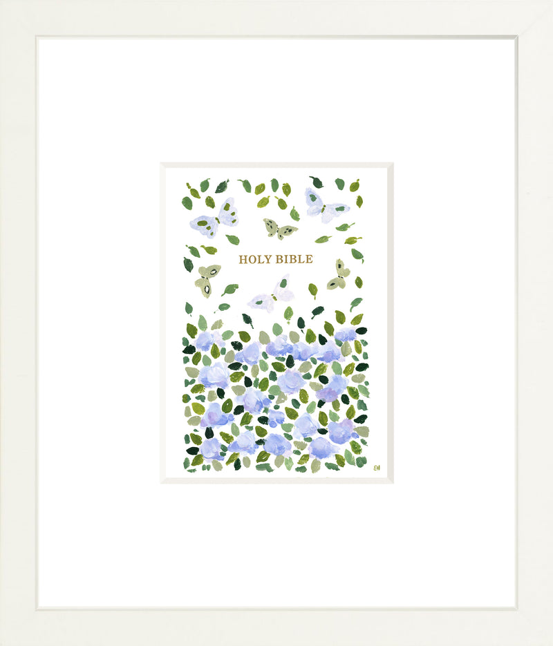 "Butterfly Hydrangeas Bible" Fine Art Print