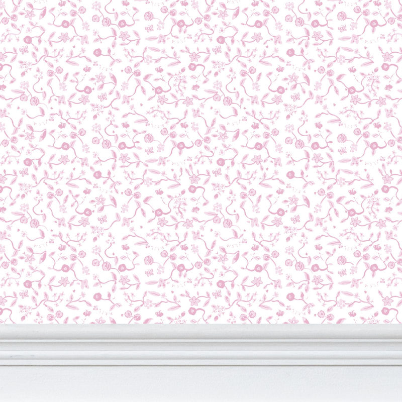 Bisou Blooms Wallpaper- Pink