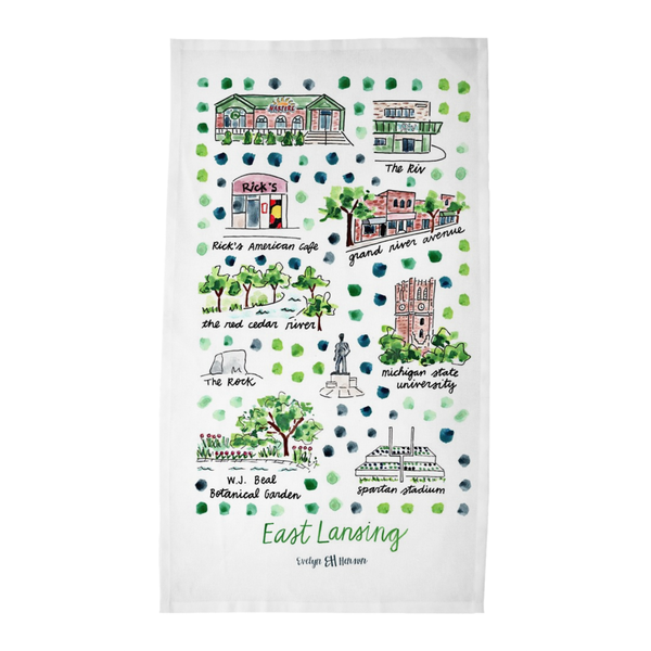 East Lansing, MI Tea Towel