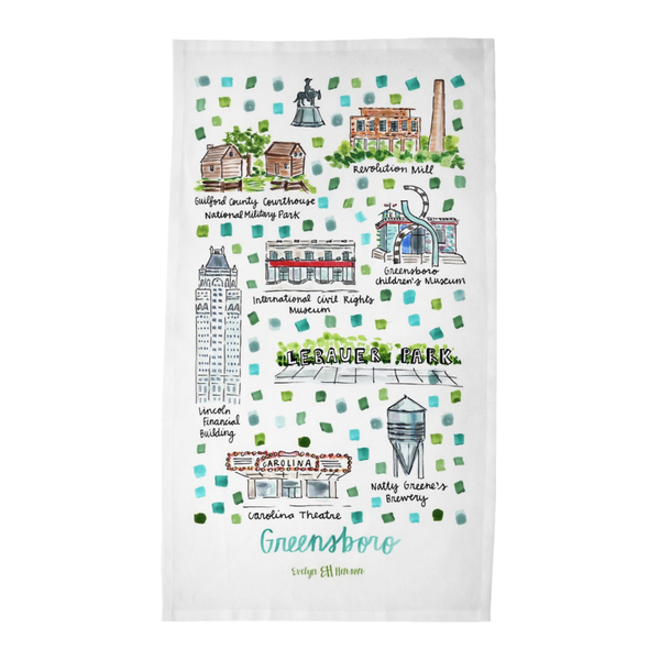 Greensboro, NC Tea Towel