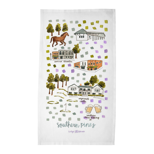 Southern Pines, NC Tea Towel