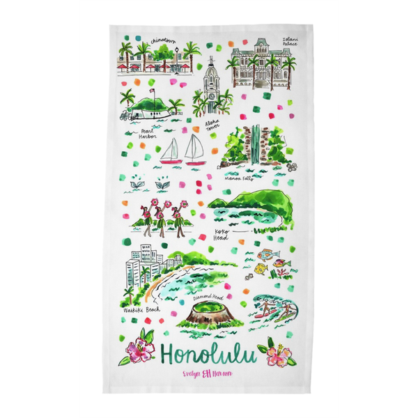 Honolulu, HI Tea Towel