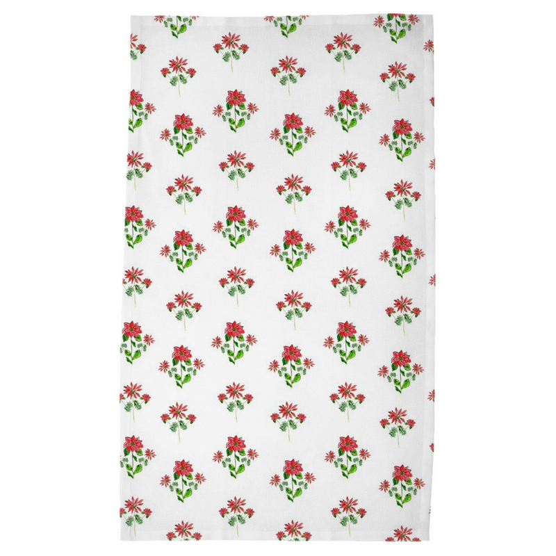 Poinsettias Holiday Tea Towel