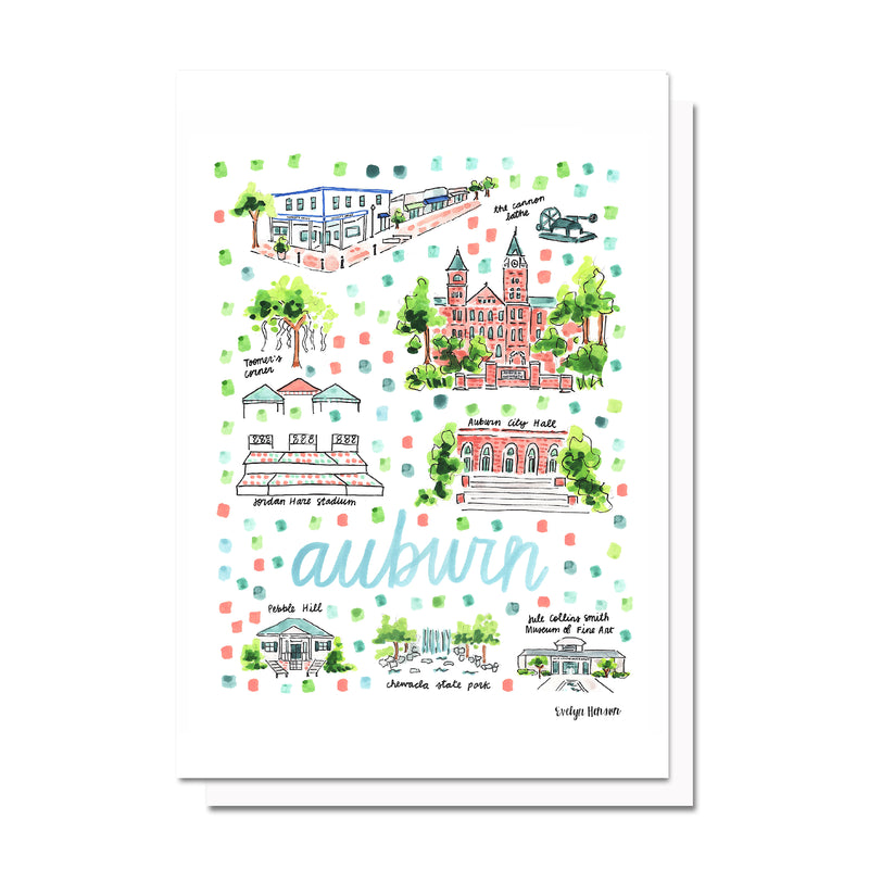 Auburn, AL Map Card
