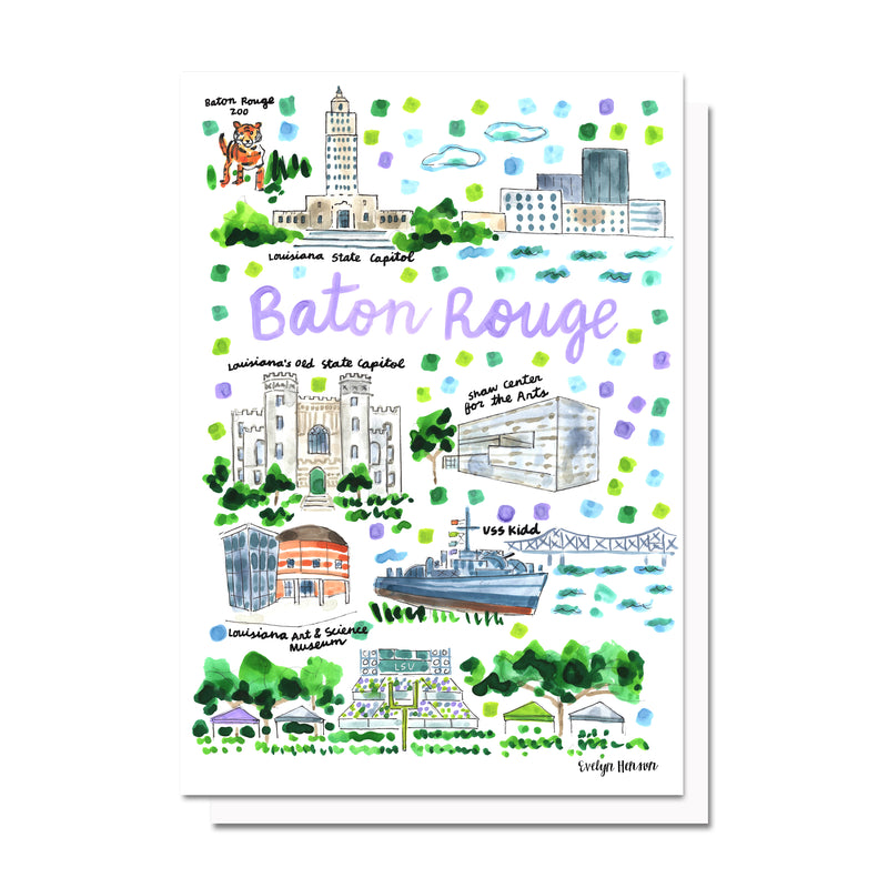 Baton Rouge, LA Map Card