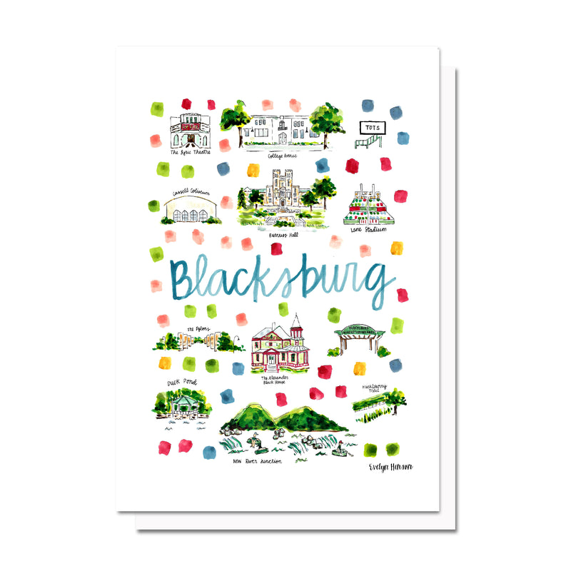 Blacksburg, VA Map Card