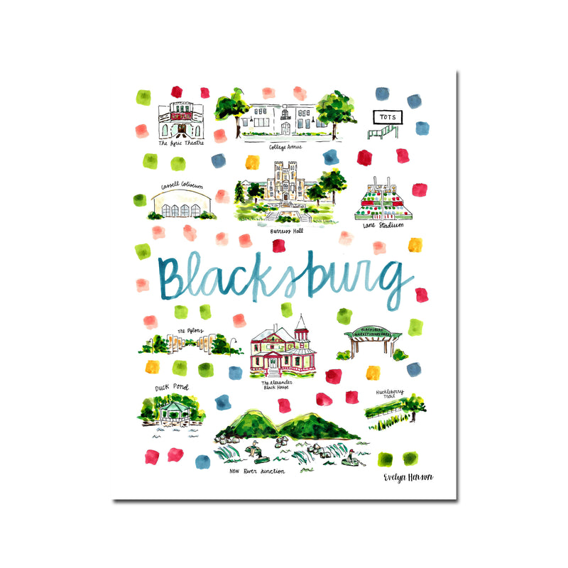 Blacksburg Books Fine Art Print, Miniature Artwork