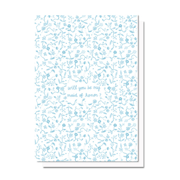 Bridal Ask Blue Florals Card