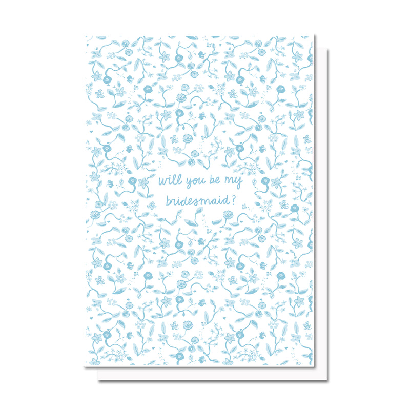 Bridal Ask Blue Florals Card