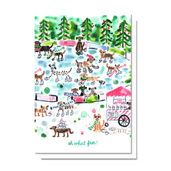 Ice Skating Dogs Card