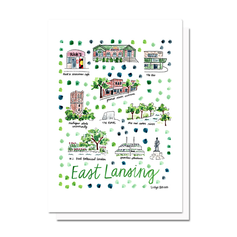 East Lansing, MI Map Card