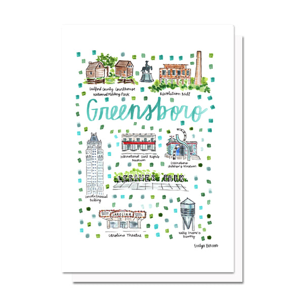 Greensboro, NC Map Card