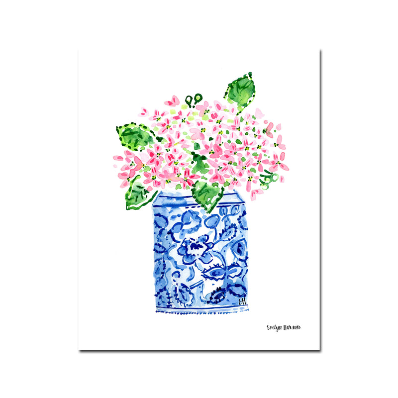 The "Happy Pink Hydrangeas" Fine Art Print