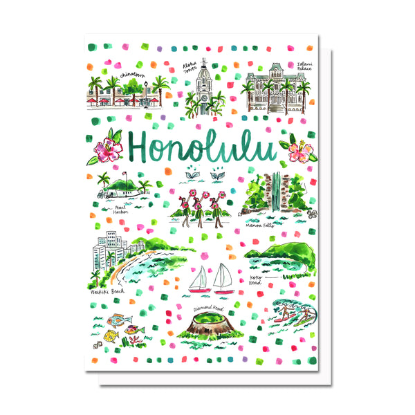 Honolulu, HI Map Card