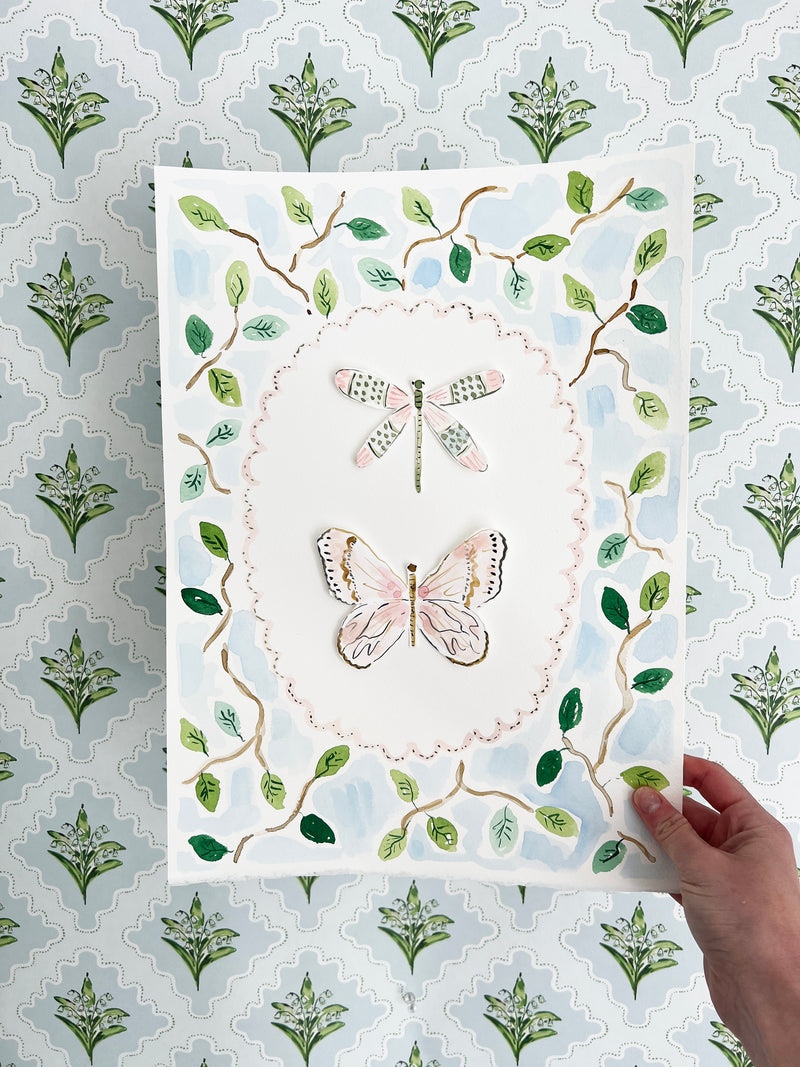 Backyard Butterflies, Original 11x15 Watercolor