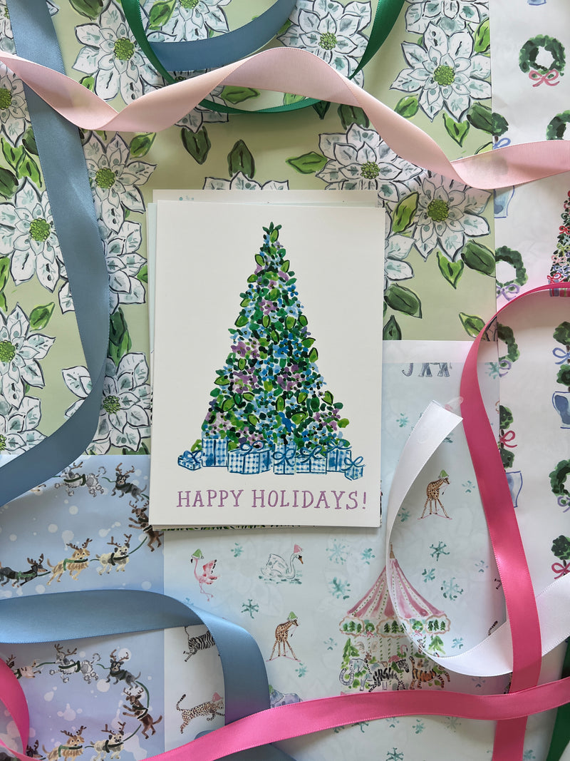 Happy Holidays Hydrangea Tree Card