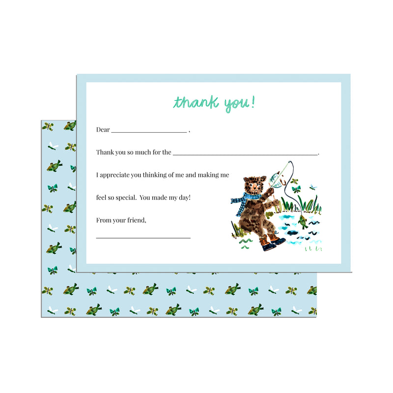 Kids Thank You Notecard Set, Fishing Print