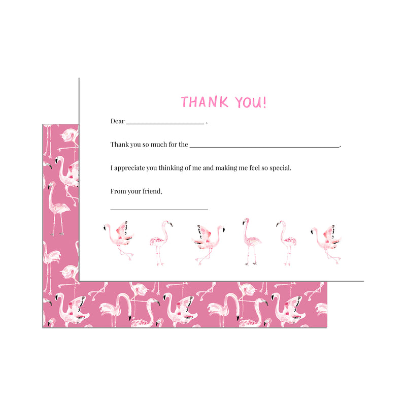 Kids Thank You Notecard Set, Flamingo Print
